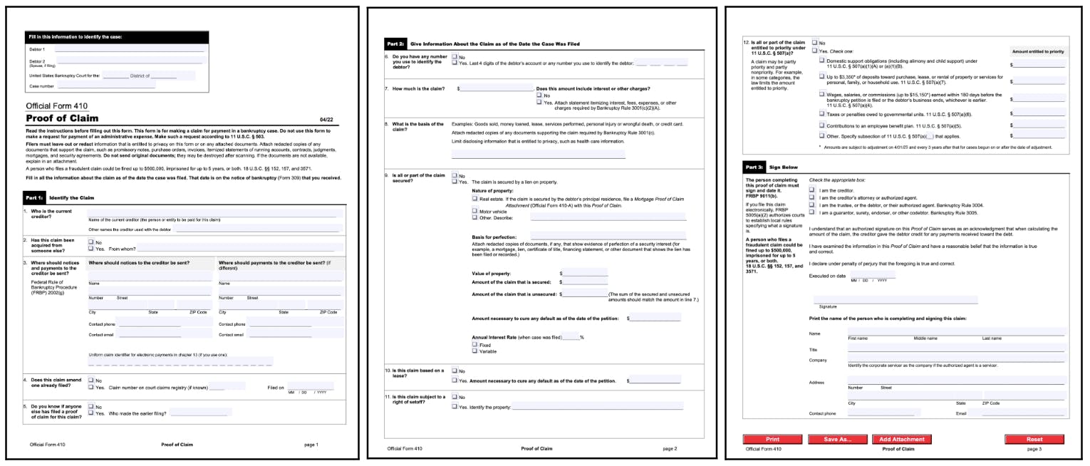 BankruptcyWatch The Bankruptcy Proof of Claim with Pictures